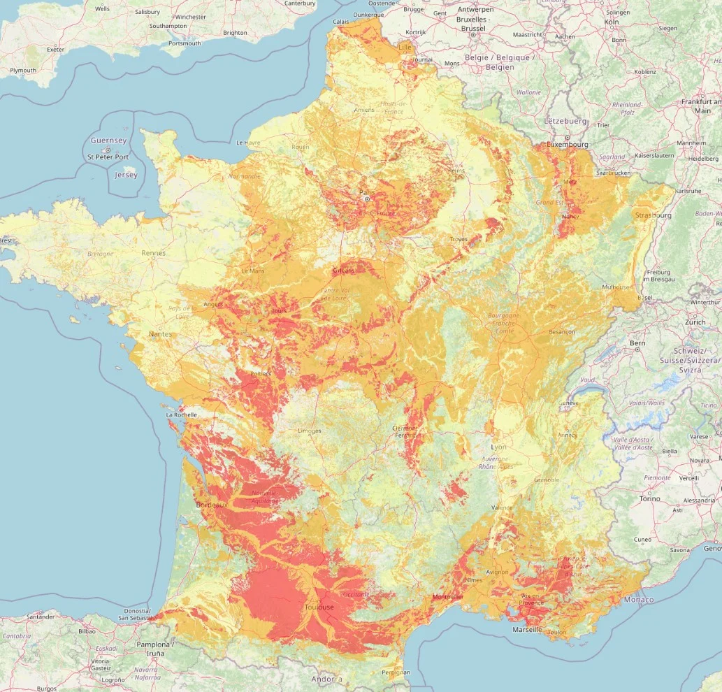 Carte Argile 2024 france